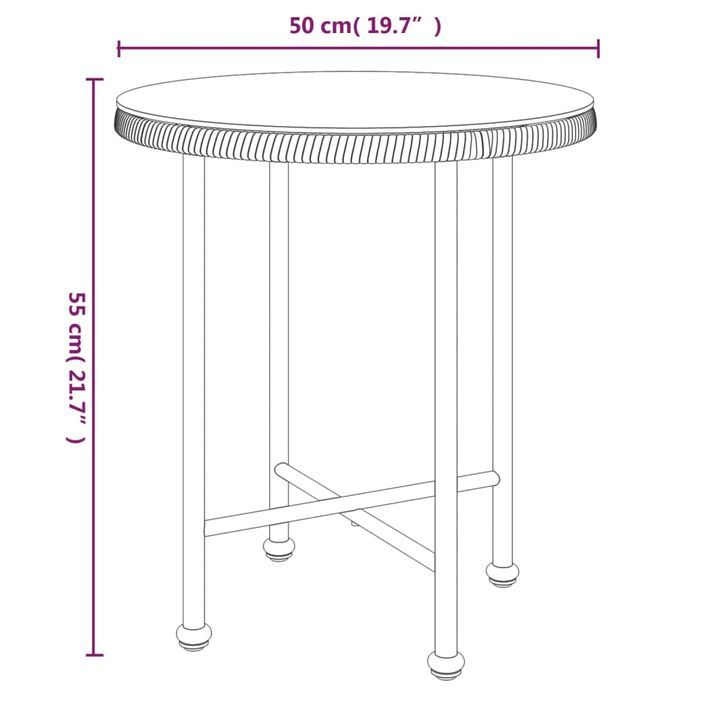 Table de salle à manger Noir Ø50 cm Verre trempé et acier - Photo n°6