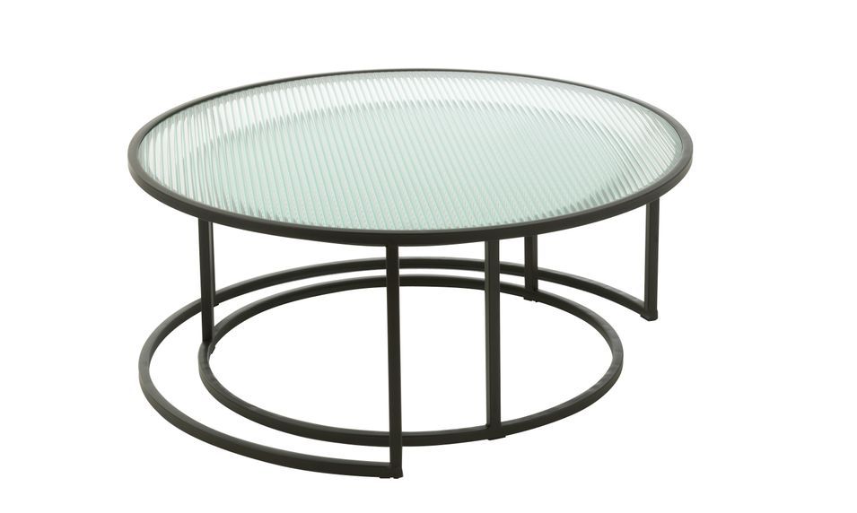 Table de salon 2 set métal noir Fanie H 38 cm - Photo n°3