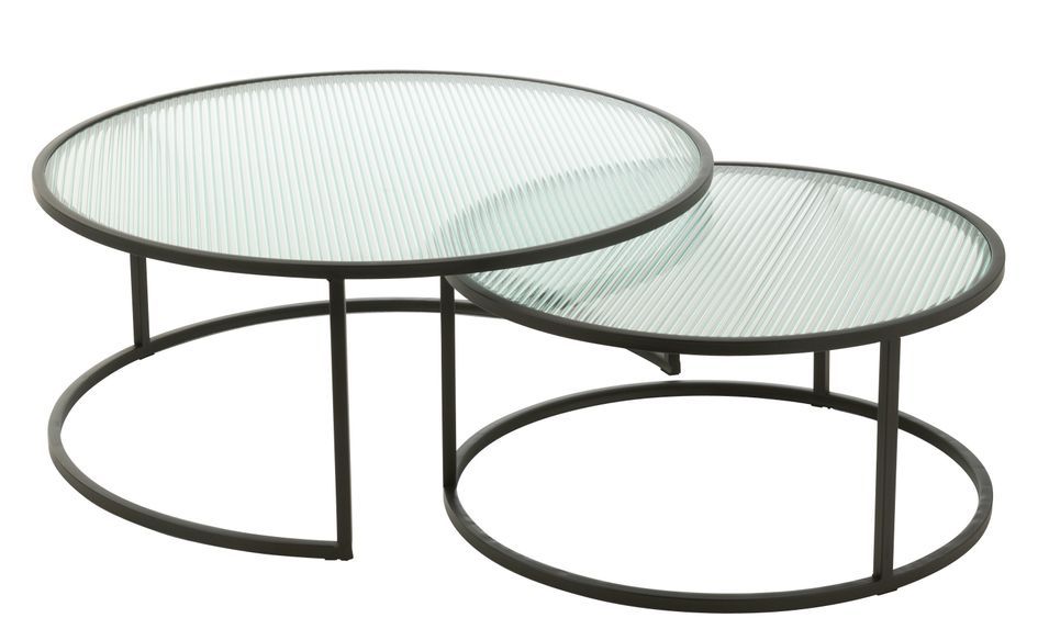 Table de salon 2 set métal noir Fanie H 38 cm - Photo n°1