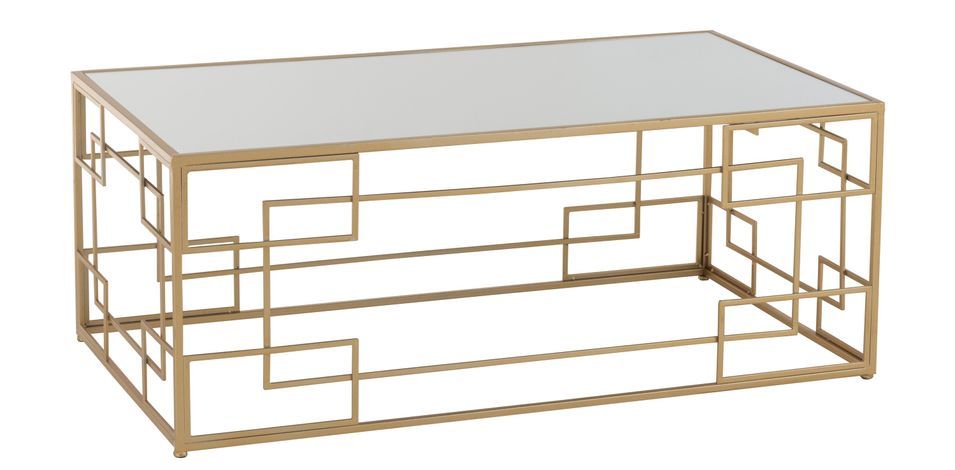 Table de salon en métal avec lignes dorées Liliana L 120 cm - Photo n°1