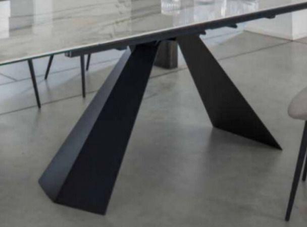 Table design 180 cm céramique marbre blanc et pieds métal noir Kylane - Photo n°2