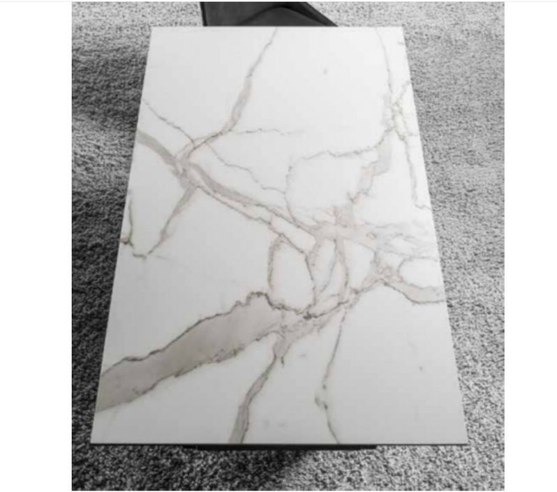 Table design 180 cm céramique marbre blanc et pieds métal noir Kylane - Photo n°4