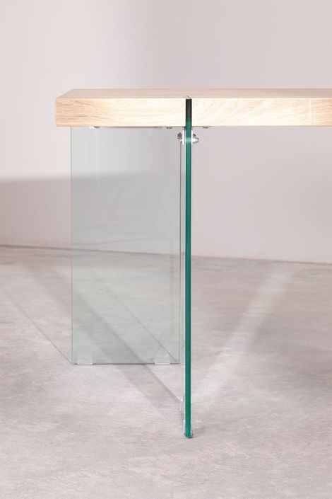 Table design bois naturel et verre trempé Rosenka 140 cm - Photo n°4