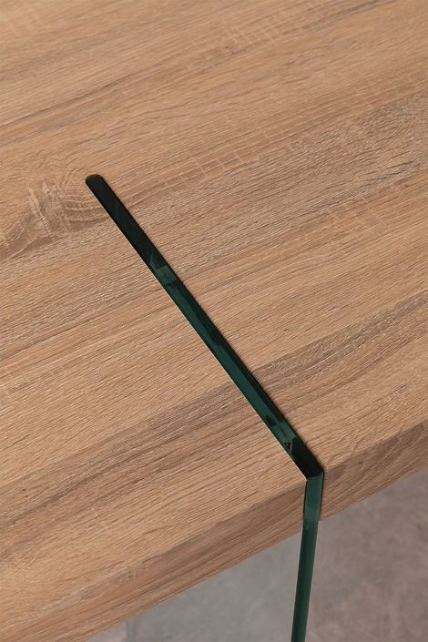 Table design bois naturel et verre trempé Rosenka 140 cm - Photo n°5