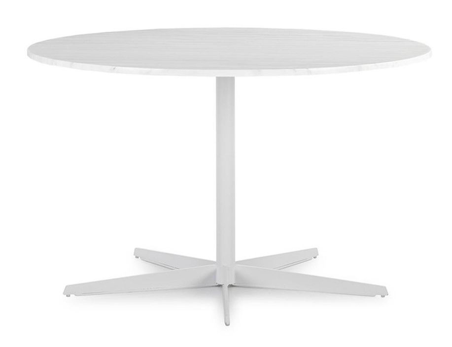 Table design ronde marbre et pied métal blanc D 125 cm - Photo n°2