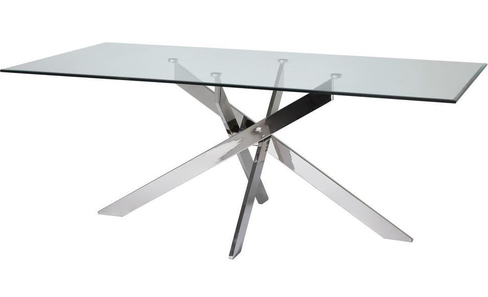 Table design verre trempé et métal chromé Oviv 200 cm - Photo n°1