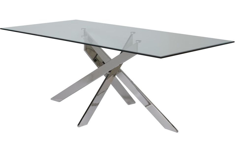 Table design verre trempé et métal chromé Oviv 200 cm - Photo n°3