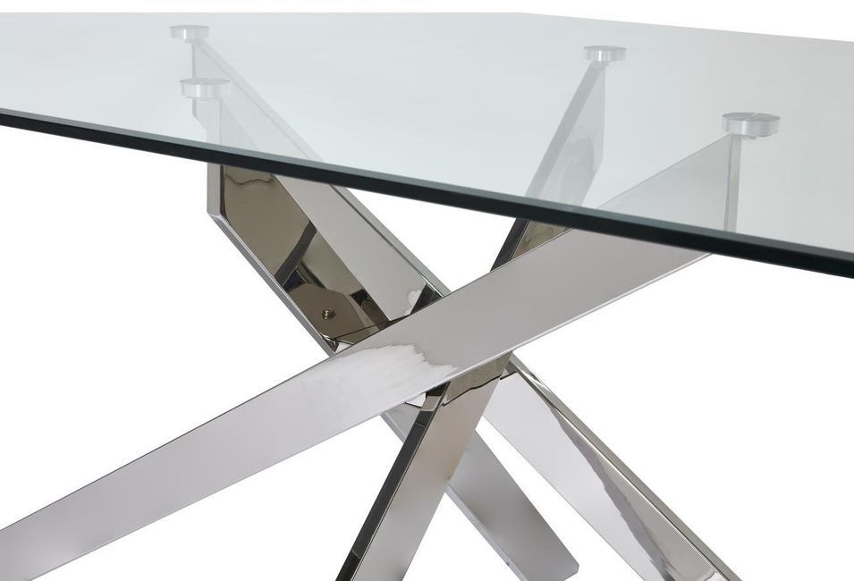 Table design verre trempé et métal chromé Oviv 200 cm - Photo n°4