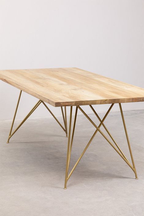 Table en bois massif et pieds doré Dinava 180 cm - Photo n°3