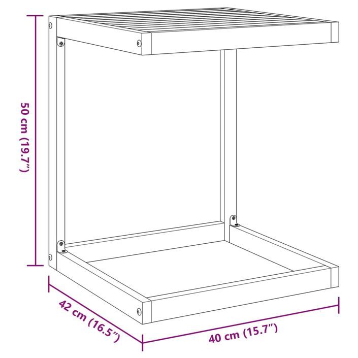 Table en forme de C 42x40x50 cm bois massif d'acacia - Photo n°9