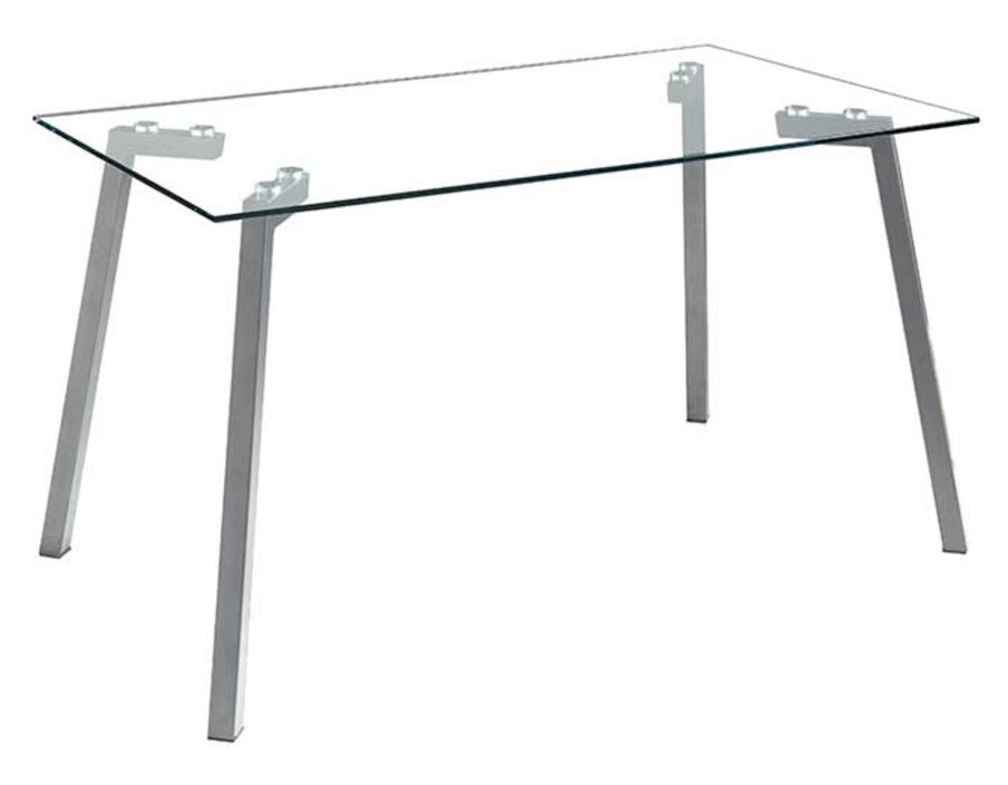 Table en verre trempé et pieds métal gris mat Barrio 140 cm - Photo n°1