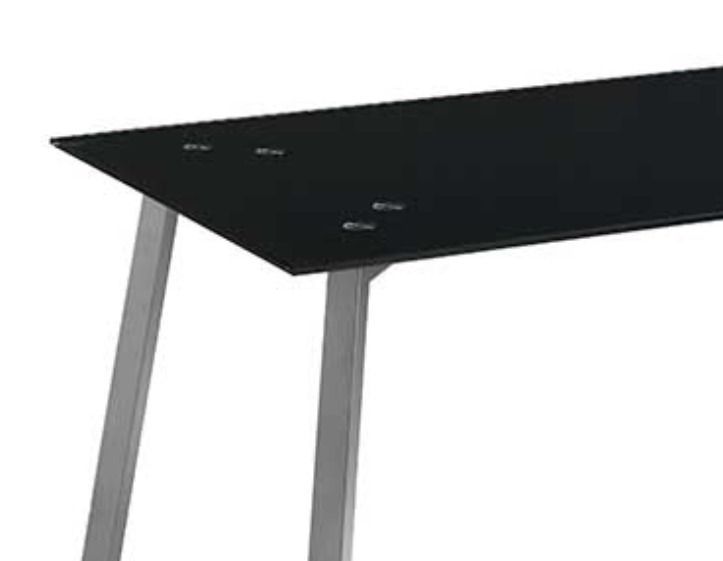 Table en verre trempé noir et pieds métal gris mat Barrio 140 cm - Photo n°3