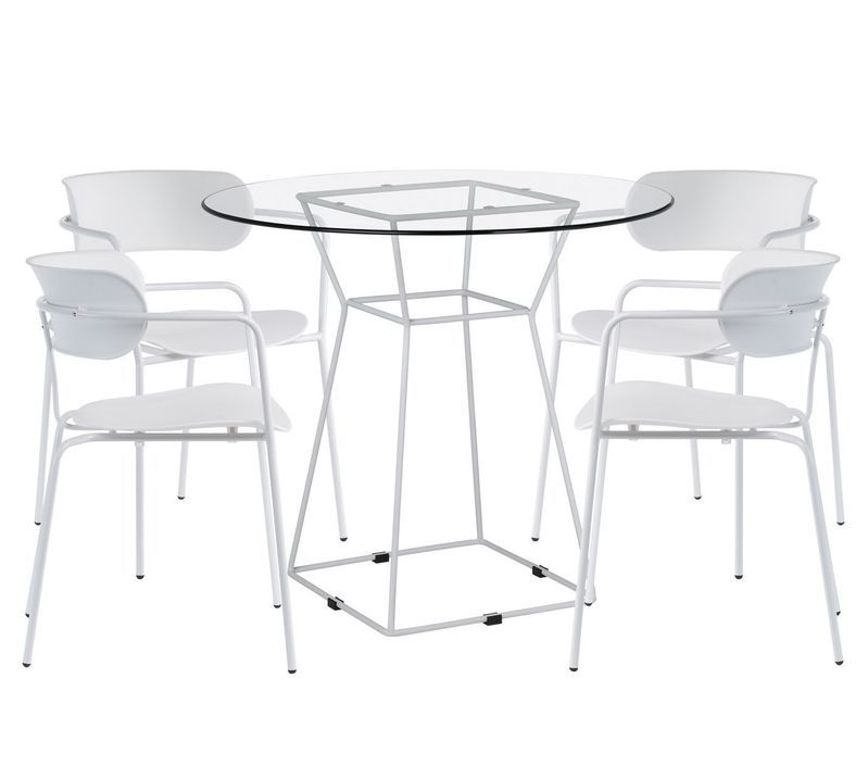 Table et 4 chaises design blanc Kuizo - Photo n°1