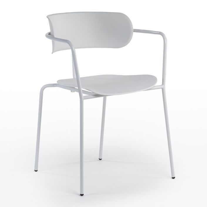 Table et 4 chaises design blanc Kuizo - Photo n°3