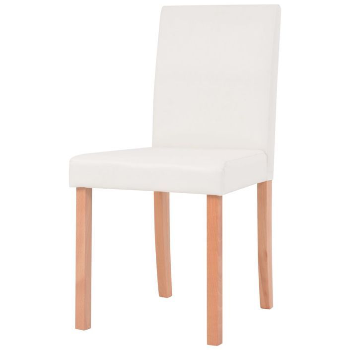 Table et chaises 7 pcs Cuir synthétique Chêne Couleur crème - Photo n°6