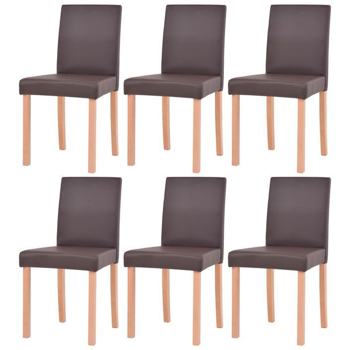 Table et chaises 7 pcs Cuir synthétique Chêne Marron - Photo n°5