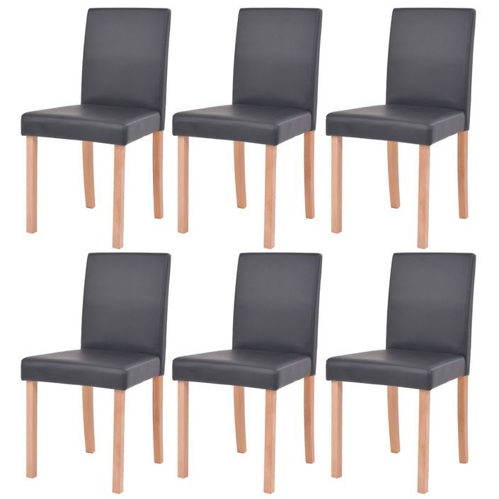 Table et chaises 7 pcs Cuir synthétique Chêne Noir - Photo n°5