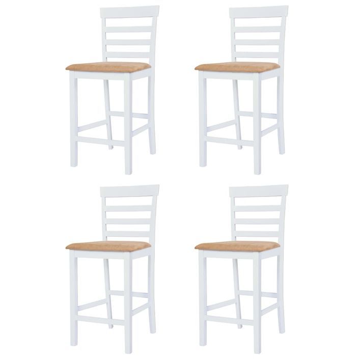 Table et chaises de bar 5 pcs Bois massif Marron et blanc - Photo n°5
