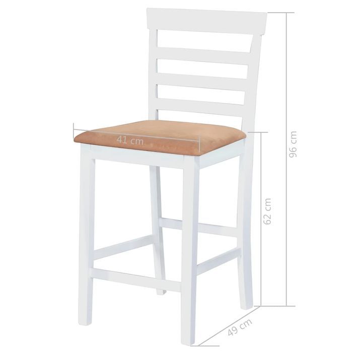 Table et chaises de bar 5 pcs Bois massif Marron et blanc - Photo n°9