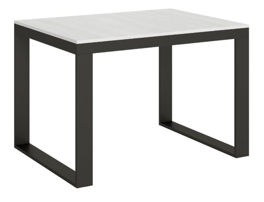 Table extensible 120 à 224 cm blanche et métal anthracite Likro - Photo n°1
