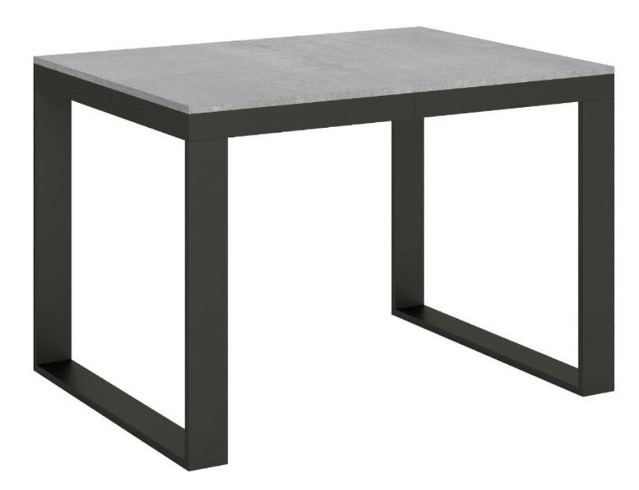Table extensible 120 à 224 cm gris béton et métal anthracite Likro - Photo n°1