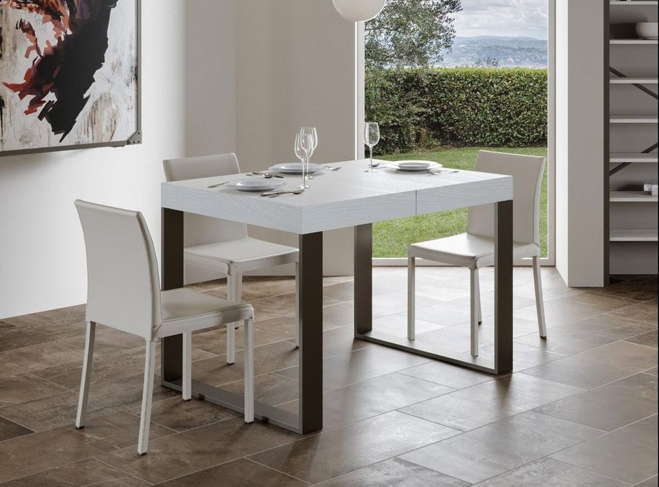 Table extensible 130 à 234 cm blanche et pieds métal anthracite Tiroz - Photo n°2