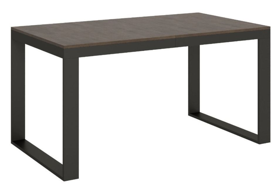 Table extensible 160 à 264 cm bois foncé et métal anthracite Likro - Photo n°1
