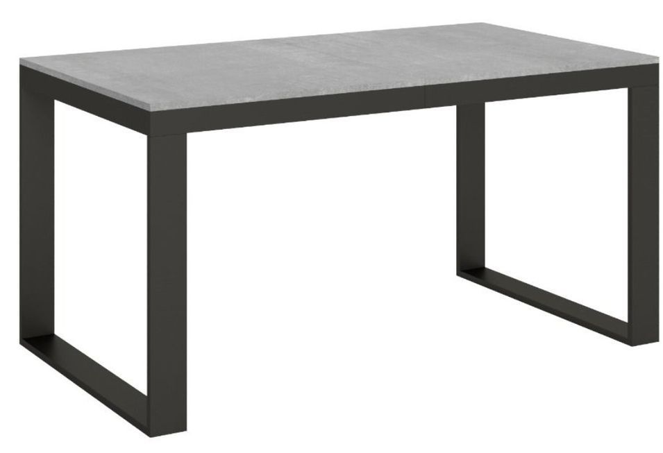 Table extensible 160 à 264 cm gris béton et métal anthracite Likro - Photo n°1