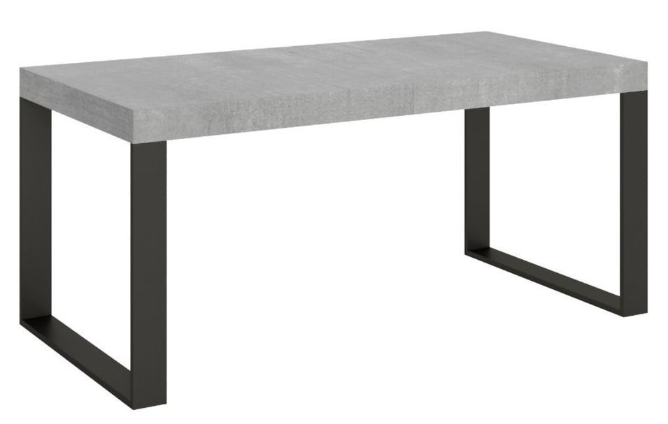 Table extensible 180 à 284 cm gris béton et pieds métal anthracite Tiroz - Photo n°1
