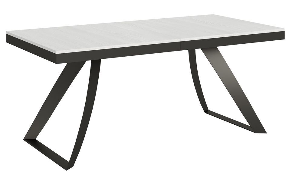 Table extensible 180 à 440 cm bois blanc et pieds métal anthracite Italika - Photo n°1