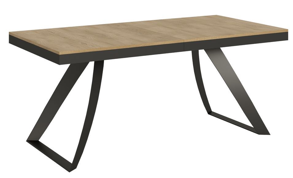 Table extensible 180 à 440 cm bois naturel et pieds métal anthracite Italika - Photo n°1