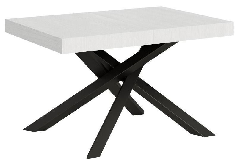 Table extensible 4 à 10 personnes blanche et pieds entrelacés anthracite L 130 à 234 cm Artemis - Photo n°1