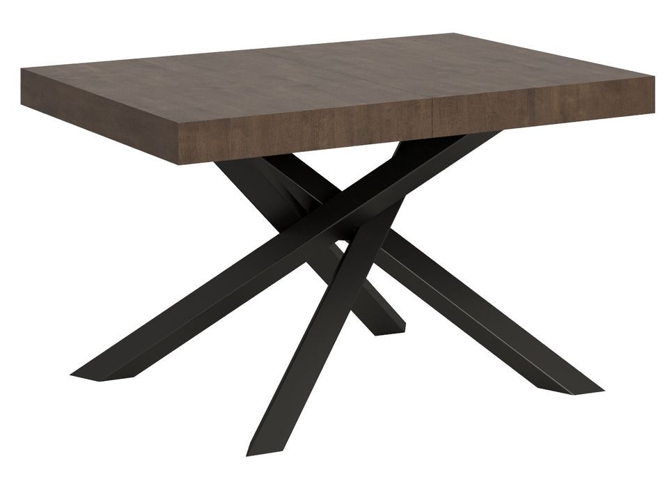 Table extensible 4 à 10 personnes bois foncé et pieds entrelacés anthracite L 130 à 234 cm Artemis - Photo n°1