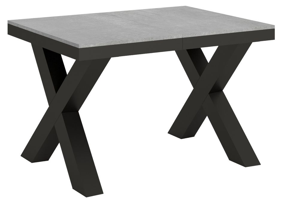 Table extensible 4 à 10 places L 120 à 224 cm gris béton et cadre métal gris foncé Tsara - Photo n°1