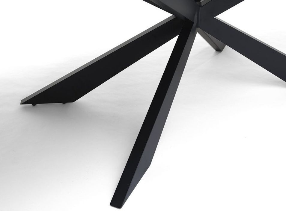 Table extensible 6 à 10 personnes L 160 à 200 cm verre laqué noir et pieds métal noir Okebi - Photo n°6