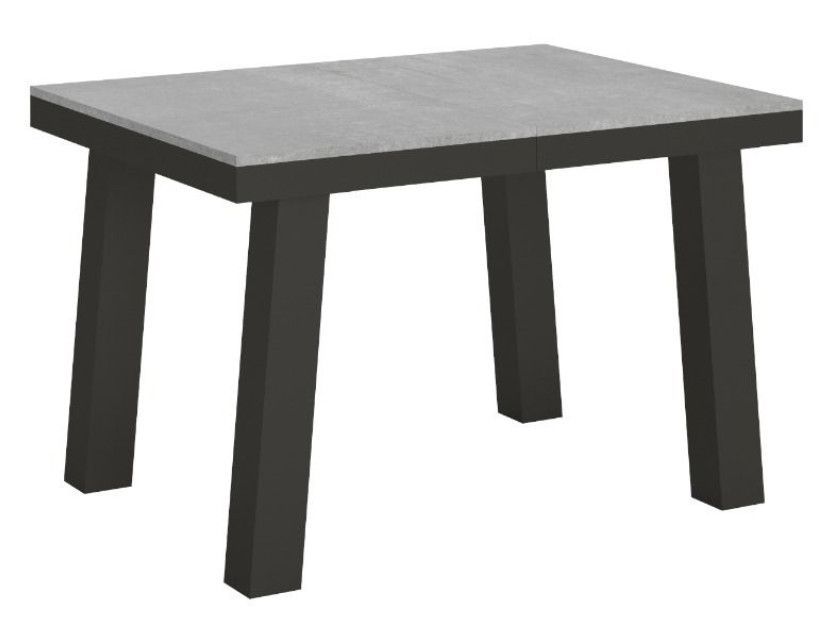 Table extensible 6 à 10 places L 120 à 224 cm gris béton et cadre métal anthracite Bidy - Photo n°1