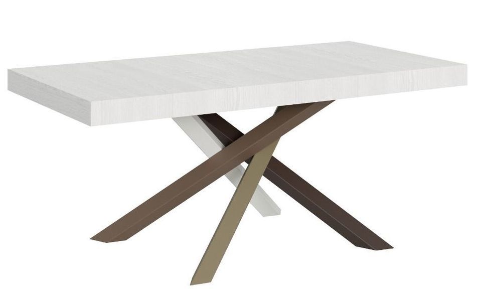 Table extensible 6 à 12 personnes blanche et pieds entrelacés 4 couleurs L 160 à 264 cm Artemis - Photo n°1