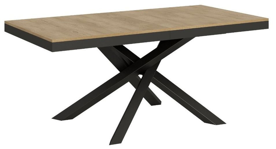 Table extensible bois clair et cadre anthracite 160/264 cm Klass - Photo n°1
