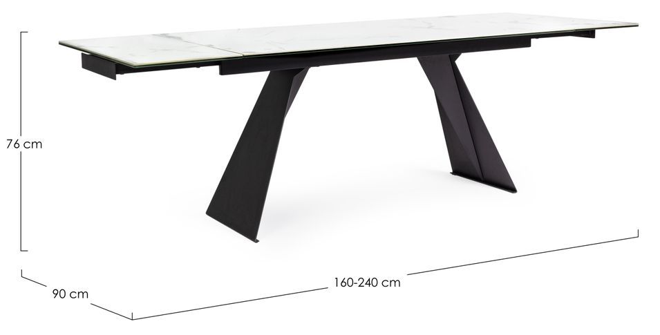 Table extensible 6 à 12 places en céramique blanc et acier noir Bakoa 160/240 cm - Photo n°6