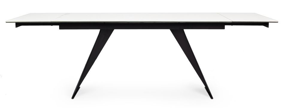 Table extensible 6 à 12 places en céramique blanc et acier noir Bakoa 160/240 cm - Photo n°3