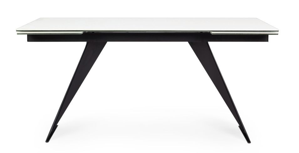 Table extensible 6 à 12 places en céramique blanc et acier noir Bakoa 160/240 cm - Photo n°2