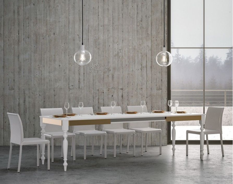 Table extensible 6 à 12 places L 160 à 264 cm bois blanc Romencia - Photo n°4