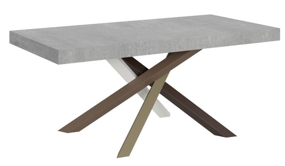 Table extensible 6 à 18 personnes gris cendré et pieds entrelacés 4 couleurs L 160 à 420 cm Artemis - Photo n°1