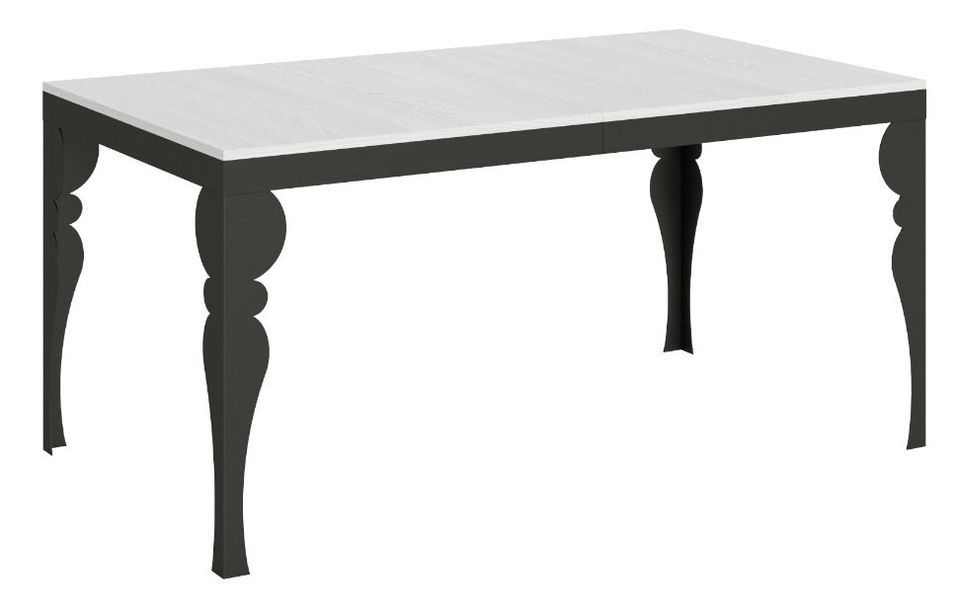Table extensible 6 à 20 places L 160 à 420 cm blanc et pieds gris foncé Patone - Photo n°1