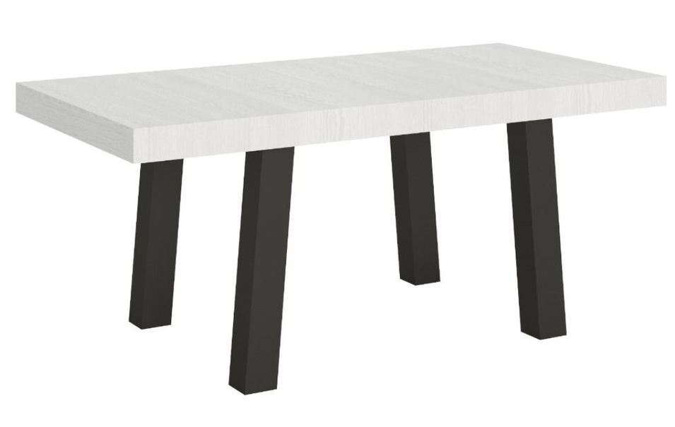 Table extensible 8 à 20 places L 180 à 440 cm blanc et pieds métal anthracite Bidy - Photo n°1