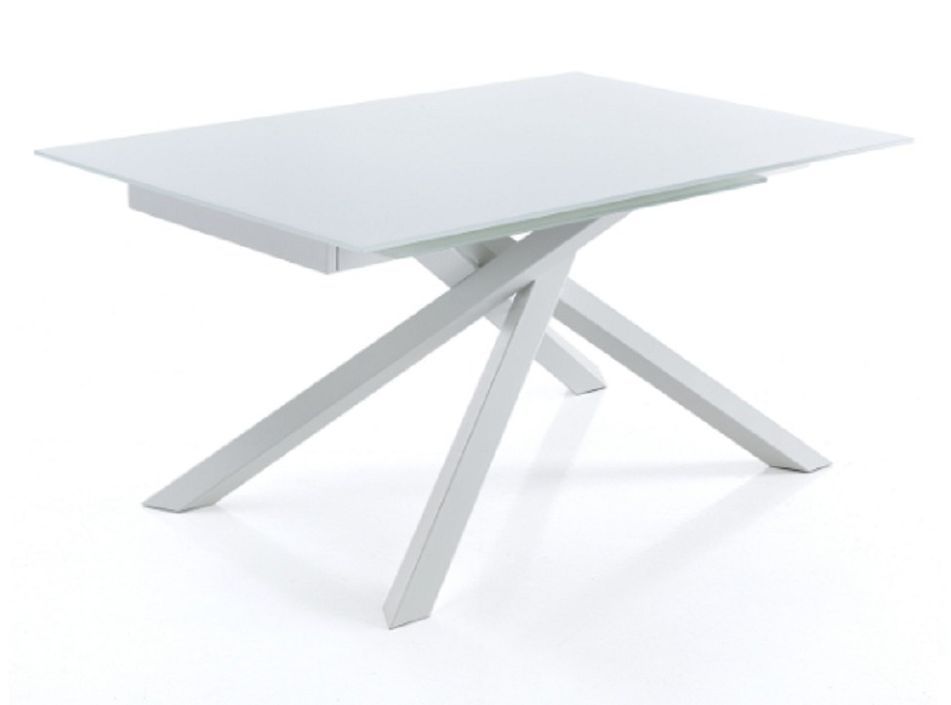 Table extensible acier blanc et verre trempé Kely 140/230 cm - Photo n°1