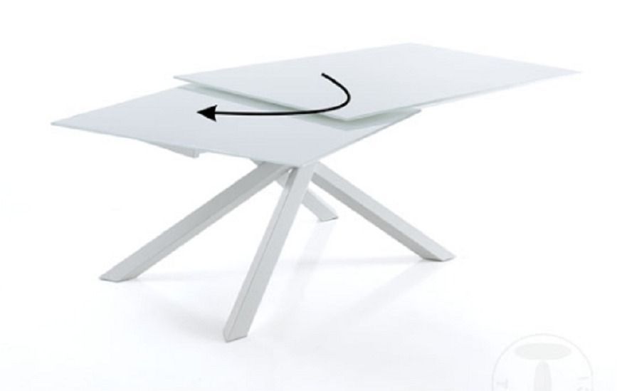 Table extensible acier blanc et verre trempé Kely 140/230 cm - Photo n°2