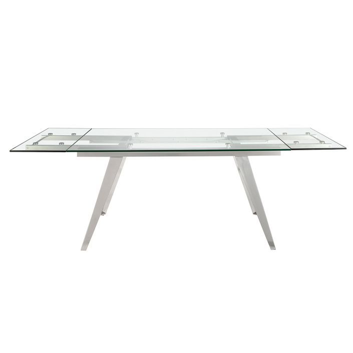 Table extensible Arkia 160/240 cm - Plateau verre trempé et pieds acier chromé - Photo n°9