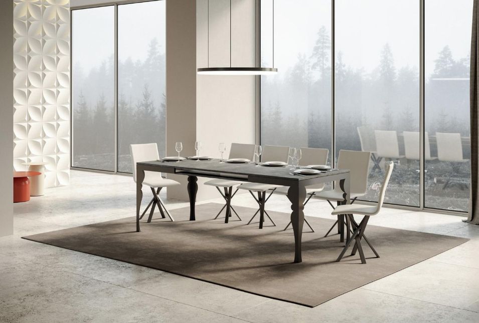 Table extensible avec pieds acier anthracite style orientale Torza evolution - Photo n°3