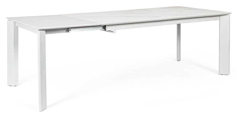 Table extensible blanche en céramique et acier Kerry 160/220 cm - Photo n°1